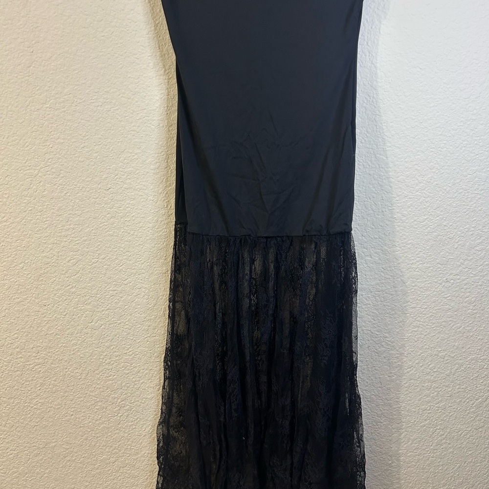 Strapless Elegant Black Lace Maxi Dress Womens Large Sexy Goth Wicked‎ Night Out